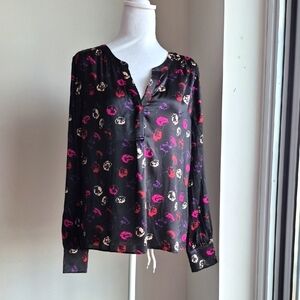 Banana Republic Black Floral Blouse Size Small